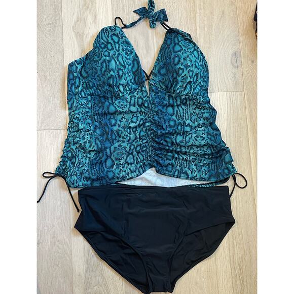 NWT Swimsuits for All Python Plunge Tankini Top and Bottom Set Women Plus Sz 24 - Picture 2 of 8